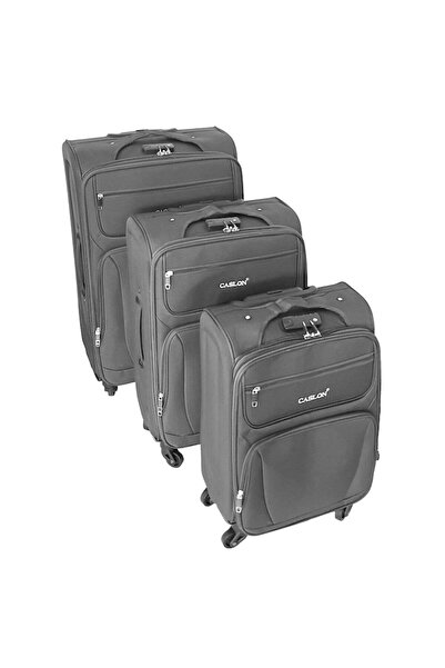 OEM Set of 3 textile trolley suitcases, 4 wheels, gray, 3 sizes, TRC35