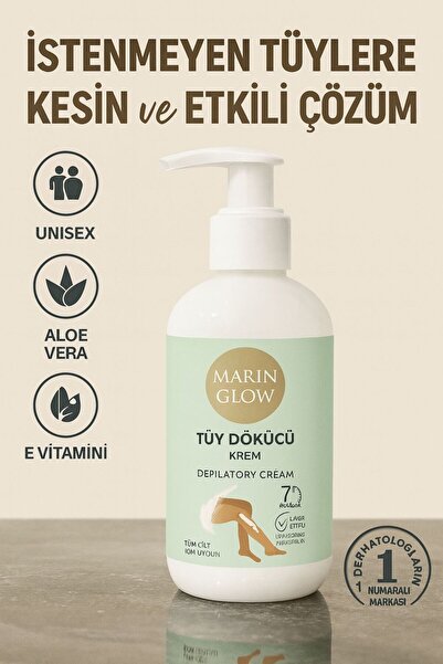 Marin Glow Tüy Dökücü Krem Lazer Etkili, Aleo Vera ve E Vitaminli