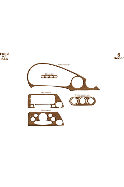 Marscockpitdesign غطاء كونسول فورد كا 1996-2002 5 قطع