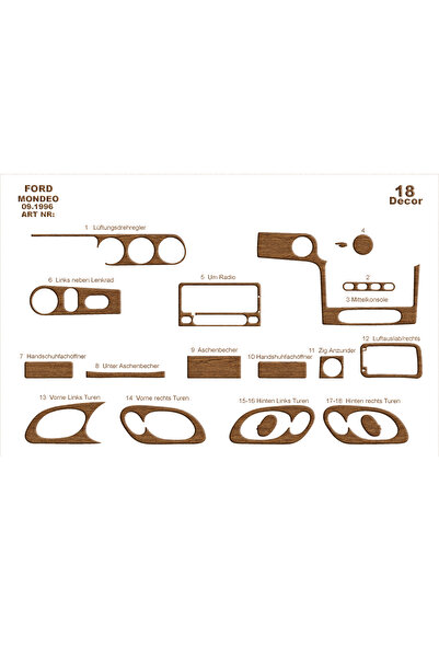 Marscockpitdesign غطاء ألومنيوم لسيارة فورد مونديو 1996-2000 18 قطعة