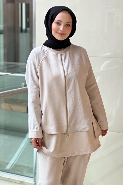 Ghisa Mixed Fabric Piece Patterned Tunic Pants Set