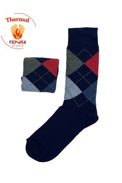 FENRA STUDIO TERMAL İÇİ FULL HAVLU LACİVERT BAKLAVALI ERKEK ÇORAP