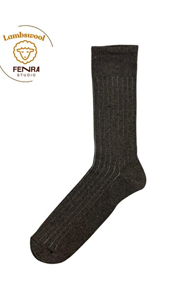 FENRA STUDIO Men's Winter Thermal Wool Warm Lambswool Brown Derby Socks
