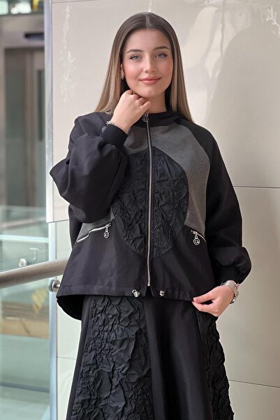 Ceremony Star Suit with Jacket and Skirt Featuring Zipper Detail on the Front and Pockets