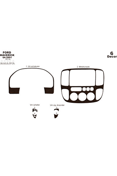 Marscockpitdesign غطاء كونسول فورد مافريك 2001 6 قطع
