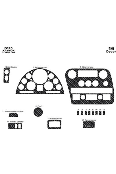 Marscockpitdesign غطاء كونسول توربيدو لسيارة فورد كارجو 2004-2008 16 قطعة