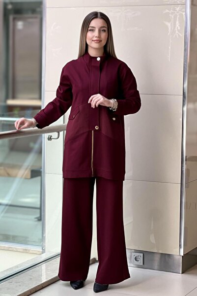 Ceremony Front Zippered Half Placket Steel Knitted Suit