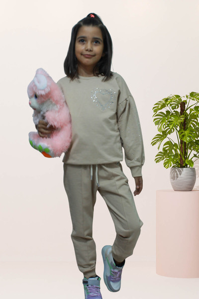 newhappylife Σετ αθλητικής φόρμας για κορίτσια με πέτρες & καρδιές & ελαστικό