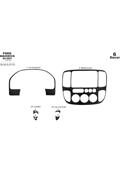 Marscockpitdesign غطاء كونسول فورد مافريك 2001 6 قطع