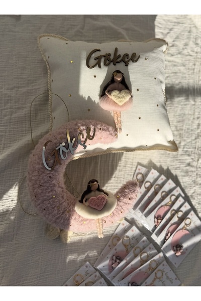 Tasarım Işıklı kapı süsü takı yastığı set, keçe peri bebek