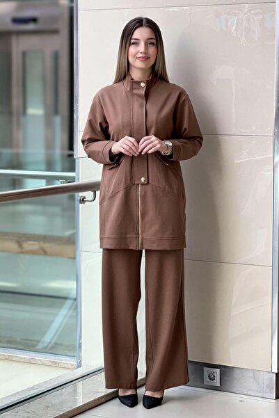 Ceremony Front Zippered Half Placket Steel Knitted Suit