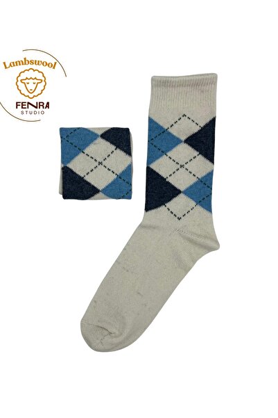 FENRA STUDIO KADIN KIŞLIK TERMAL YÜNLÜ SICAK TUTAN LAMBSWOOL BEYAZ MAVİ BAKLA...