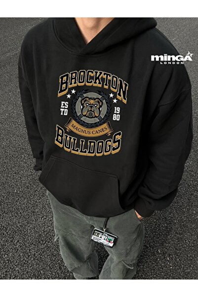 Minga London Hanorac oversize cu imprimeu Bulldogs negri -ghostella