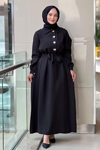 Nuss Shirt Collar Four Button Dress