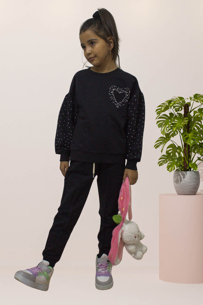 newhappylife Σετ αθλητικής φόρμας για κορίτσια με πέτρες & καρδιές & ελαστικό