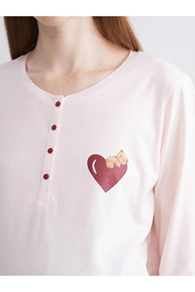 LC Waikiki Set de pijamale de maternitate cu imprimeu cu gât rotund (W5)