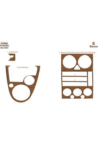 Marscockpitdesign غطاء لوحة القيادة لسيارة فورد فيوجن 2002-2005 5 قطع