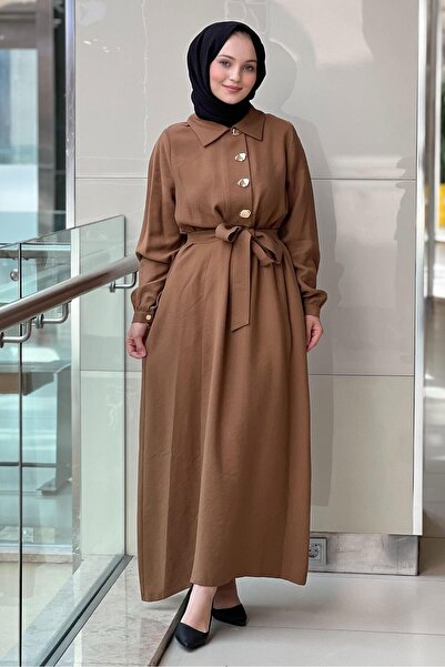 Nuss Shirt Collar Four Button Dress