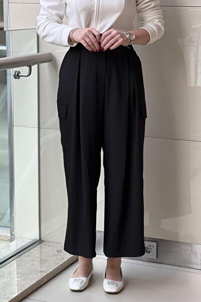 sentez giyim Sentez Larina Cargo Pants with Elastic Waist and Pockets