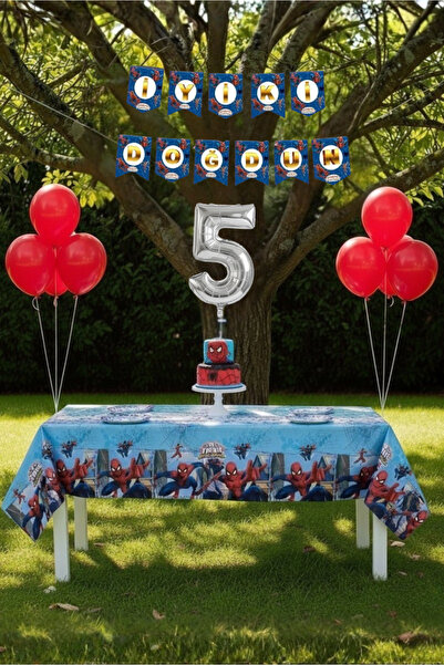 Umamiçe مجموعة حفلات عيد الميلاد بعمر 5 سنوات بتصميم سبايدر مان - مفرش طاولة ...