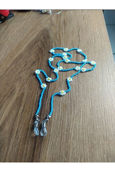 İREM Mavi kumboncuklu papatya detaylı gözlük ipi