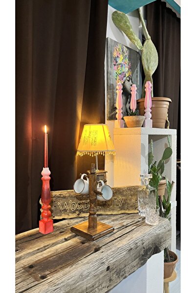 Woodlinity Kupa bardak askisi 4 kollu eskitme ceviz renkli