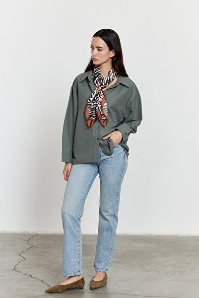 FACETTE Oversize Poplin Shirt Khaki