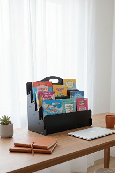 Simux Carry Montessori 4 Raflı Ahşap Mini Kitaplık -Çocuk Odası Kitaplık - Ma...