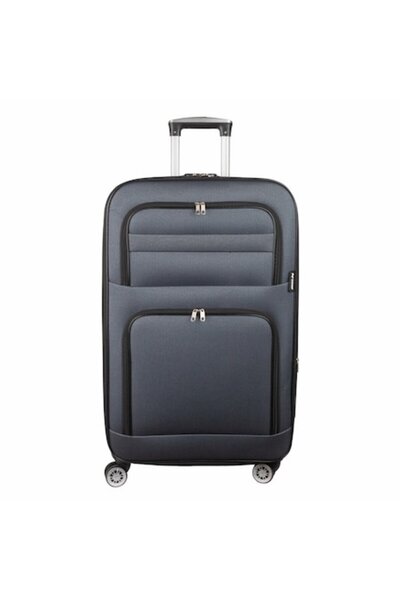 OEM Troler mare de călătorie, Naimeed D5994, 4 roți, material textil, lacăt cu combinație, gri, 47x30x73cm