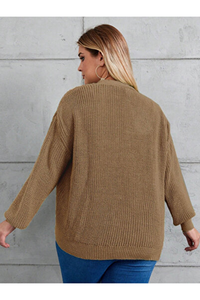 JANES Cardigan de tricotaj de mărime mare cu cinci nasturi pentru femei