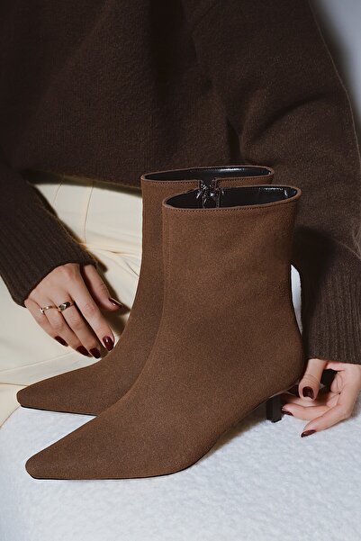 POLKA STORE Дамски ботуши с остри върхове, ниски токчета и цип