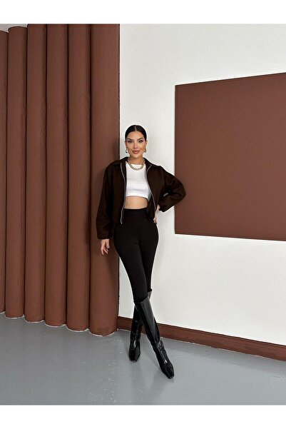 FullCenter Jachetă bomber scurtă, moale, cu cusături.