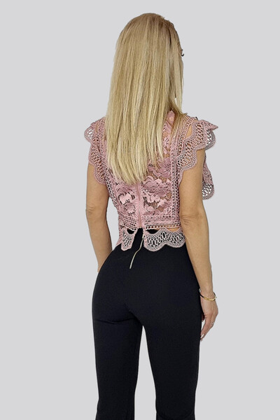 FashionForYou Πουκάμισο Ryna με δαντέλα, ροζ