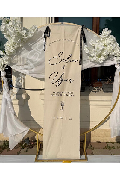 Everly Sign Kişiye Özel Kumaş Karşılama Panosu, Flama, Düğün, Söz, Nişan, Kın...