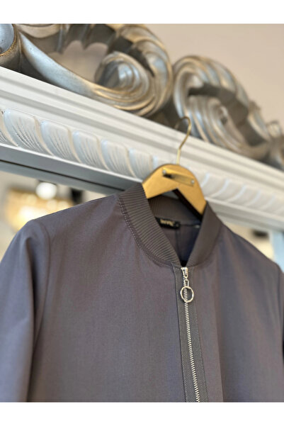 Invee Fermuar Detaylı Elbise - Füme