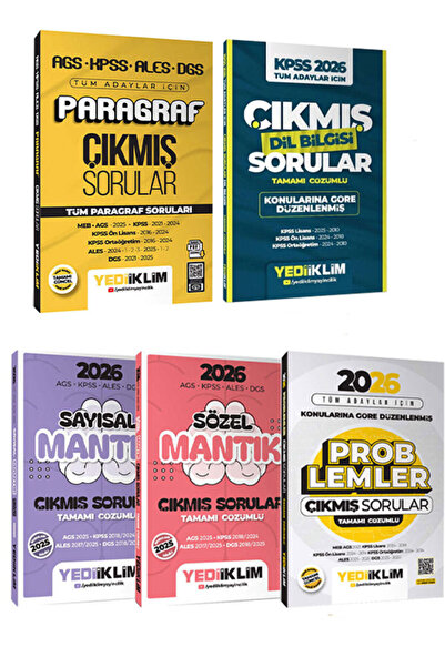 Yediiklim Yayınları 2026 KPSS AGS ALES DGS Çıkmış Sorular Paragraf Problemler...
