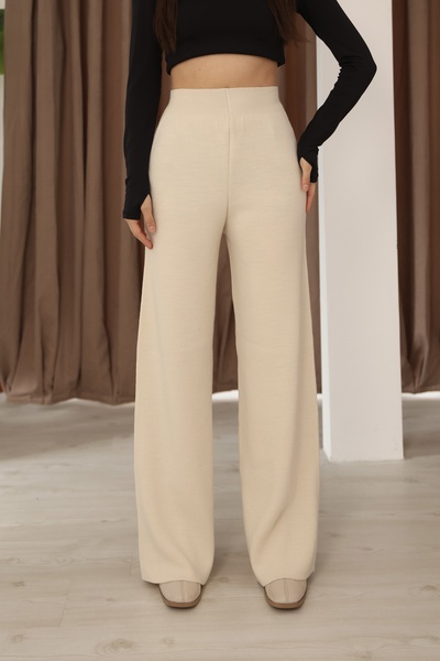 Leo Ferre Γυναικείο παντελόνι άνετο και ελαστικό μπεζ πλεκτό 25702