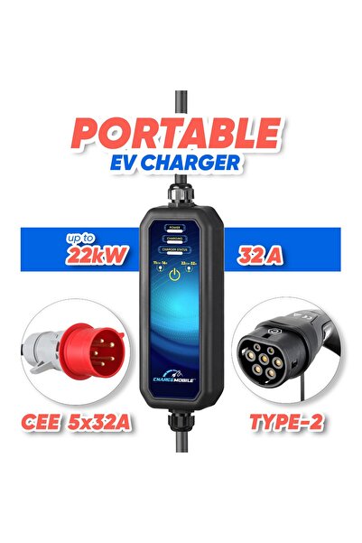 22KW Taşınabilir Elektrikli Araç Şarj İstasyonu