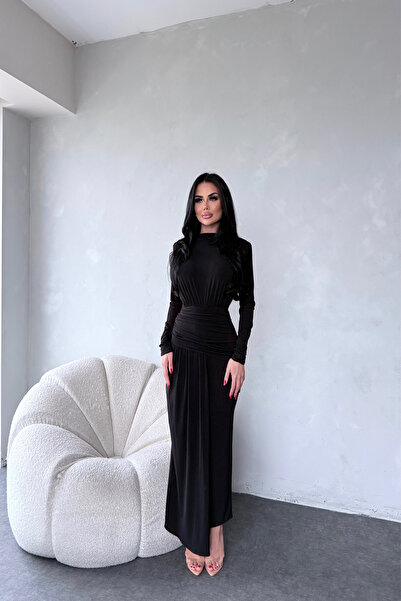 kamacibutik ROCHIE DETALIATA SANDY CU DETAIL DE FUSTA ANVELOP LA GATUL BĂRBAȚI