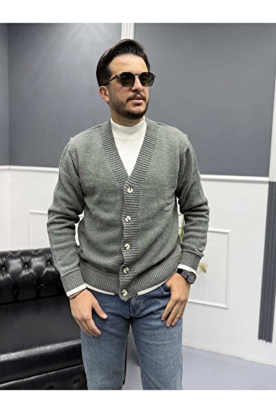 Avni Ceylan Modernfit Buttoned Men's Knitwear Cardigan