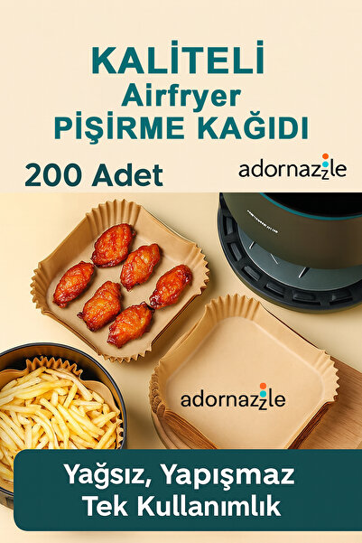 adornazzle Good Quality Airfryer Baking Paper, 200 Pieces Rectangular Baking Paper, for Oil-Free Fryer