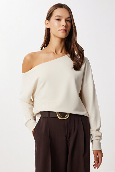 BE CHİC BLUZĂ DE DAMĂ, FĂRĂ Mâneci, Gât bateau, Țesătură moale modal, BLUZĂ LÂNGĂ TRB1000