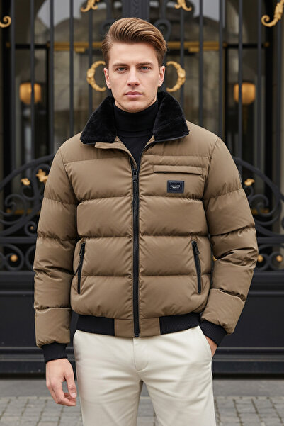 MOVENTO Men's Fur Collar Puffer Jacket