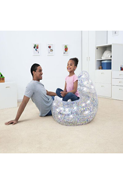 TSUMAB Inflatable Glitter Chair – Transparent Lounge Seat for Kids and Adults