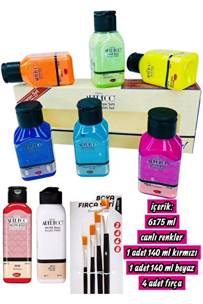 SEYFİKİRTASİYE 6x75 ml canlı renkler 1 adet 140 ml kırmızı 1 adet 140 ml beya...