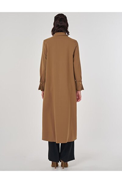 Kayra Μακρύ τουνίκ με γυαλιστερά κουμπιά σε σκούρο ολιβιάρικο χρώμα