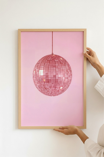 Ayabak Çerçeveli Poster Disko Topu Desenli - Dekoratif Çerçeveli Poster - Hed...