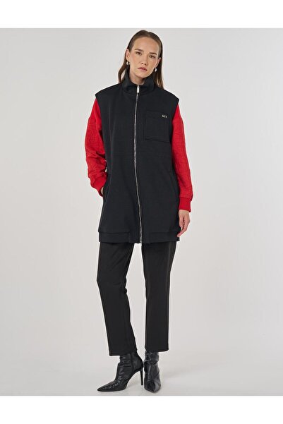 KYR High Neck Waist Gathered Vest Black