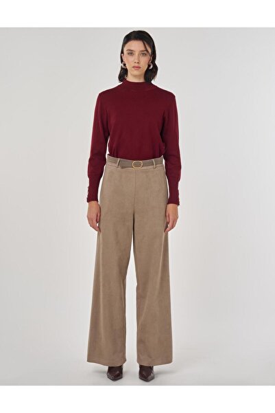 Kayra Belted Suede Trousers Mink