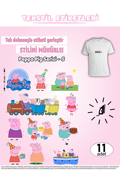 AGG Reklam Ütü ile Yapışan Kıyafet Etiketi Peppa Pig Serisi -5 11Li Set